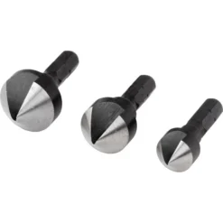Wolfcraft Kegelsenker 2584000, 3-teiliges Set, 12 - 19mm Ø, Sechskantschaft, 90 Grad