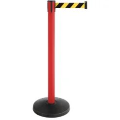 ALLROUNDLINE Absperrpfosten ALA 20, Rot, Aus Metall, Mit Schwarz-gelbem Band, 2 Stück