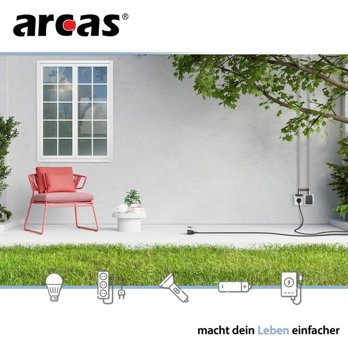 Arcas Strom-Verlängerungskabel, 25m, Schutzkontakt, Außen IP44, Schwarz 5 Arcas Strom-Verlängerungskabel, 25m, Schutzkontakt, Außen IP44, Schwarz – Bild 5
