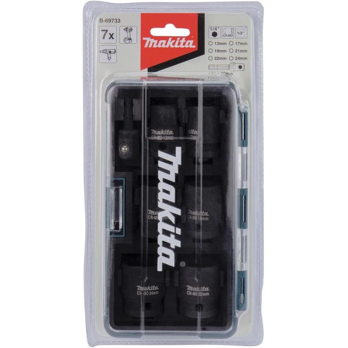 Makita Steckschlüssel B-69733, 7-teilig, 13 - 24mm Schlüsselweite - 38mm Länge, 1/2 Zoll 4 Makita Steckschlüssel B-69733, 7-teilig, 13 - 24mm Schlüsselweite - 38mm Länge, 1/2 Zoll – Bild 4