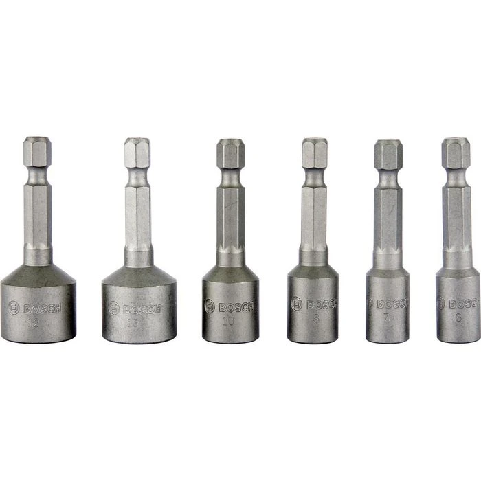 Bosch Steckschlüssel 2608551079, 6-teilig, 6 - 13mm Schlüsselweite - 50mm Länge, 1/4 Zoll 1 Bosch Steckschlüssel 2608551079, 6-teilig, 6 - 13mm Schlüsselweite - 50mm Länge, 1/4 Zoll