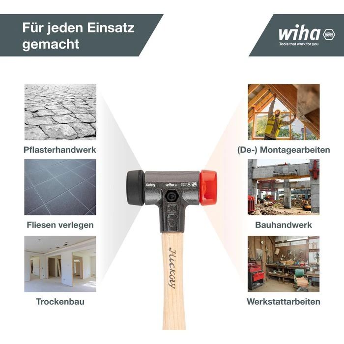 Wiha Hammer 83238030, 26611, Ø 30mm, Safety, Schonhammer, Mit Hickorystiel, 306g 3 Wiha Hammer 83238030, 26611, Ø 30mm, Safety, Schonhammer, Mit Hickorystiel, 306g – Bild 3
