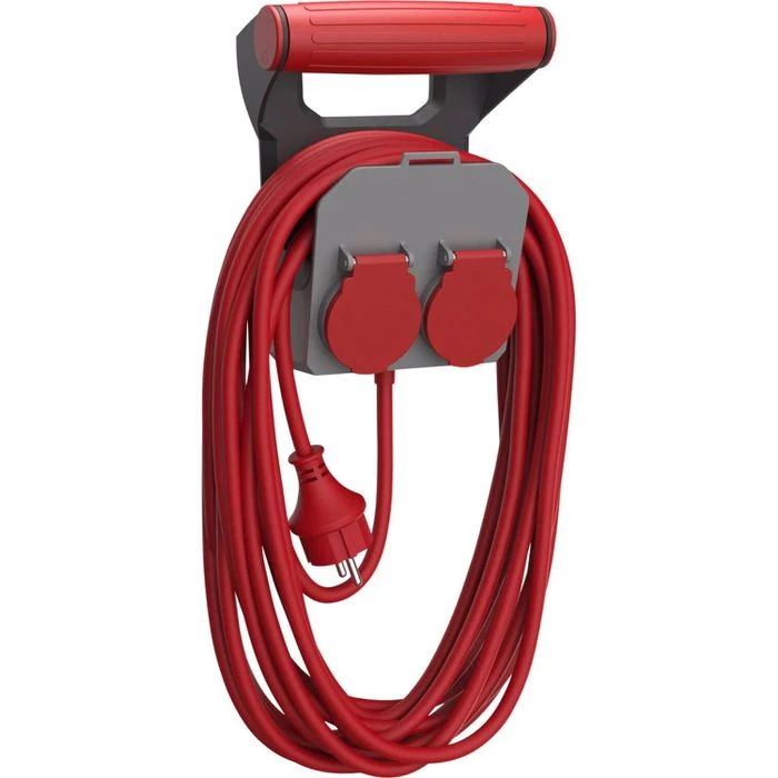 Strom-Verlängerungskabel REV-Ritter 10m, 2-fach Schutzkontakt, Außen IP44, Rot/grau 2 Strom-Verlängerungskabel REV-Ritter 10m, 2-fach Schutzkontakt, Außen IP44, Rot/grau – Bild 2