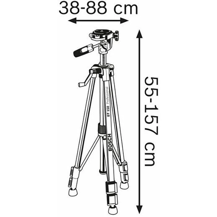 Bosch Baustativ BT 150 Professional, Dreibein, Bis 157cm, Aluminium, Gerätehalterung 1/4 Zoll 4 Bosch Baustativ BT 150 Professional, Dreibein, Bis 157cm, Aluminium, Gerätehalterung 1/4 Zoll – Bild 4