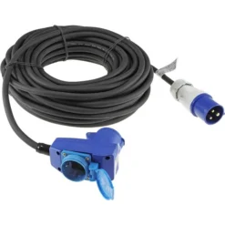 Strom-Verlängerungskabel ChiliTec 25m, CEE 230 V, 16 A, Caravan, Außen IP44, Schwarz