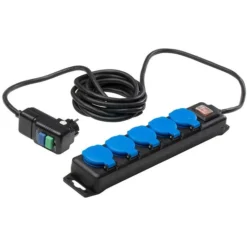 As-Schwabe Steckdosenleiste 38604, 5-fach, PRCD-Personenschutz, Schwarz, Außen, IP44