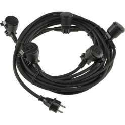 ChiliTec Strom-Verlängerungskabel Mit Erdspieß, 15m, 5 X Schutzkontakt, Außen IP44, Schwarz