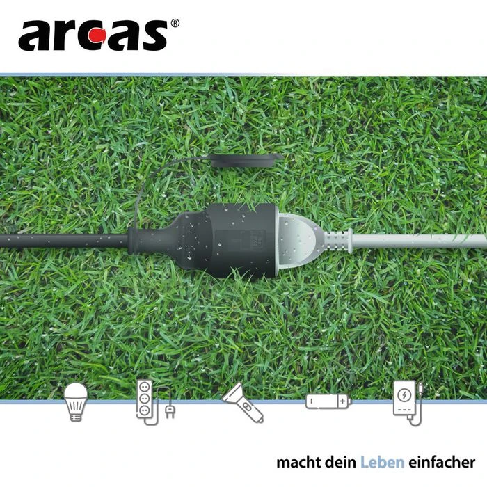Arcas Strom-Verlängerungskabel, 25m, Schutzkontakt, Außen IP44, Schwarz 4 Arcas Strom-Verlängerungskabel, 25m, Schutzkontakt, Außen IP44, Schwarz – Bild 4