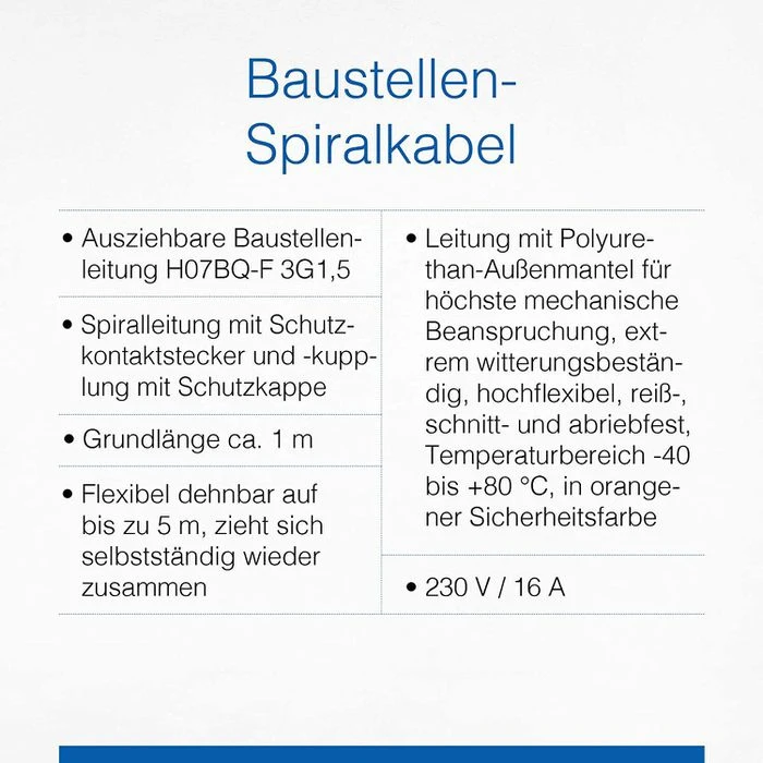 As-Schwabe Strom-Verlängerungskabel Orange 70413, 1 - 5 M, Schutzkontakt, BQ Spiralkabel, Außen IP44 3 As-Schwabe Strom-Verlängerungskabel Orange 70413, 1 - 5 M, Schutzkontakt, BQ Spiralkabel, Außen IP44 – Bild 3