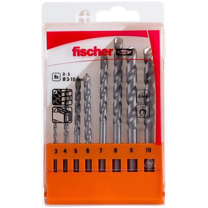 Fischer Bohrer D-S, 543027, 8-teiliges Set, 3-10mm, Steinbohrer 1 Fischer Bohrer D-S, 543027, 8-teiliges Set, 3-10mm, Steinbohrer