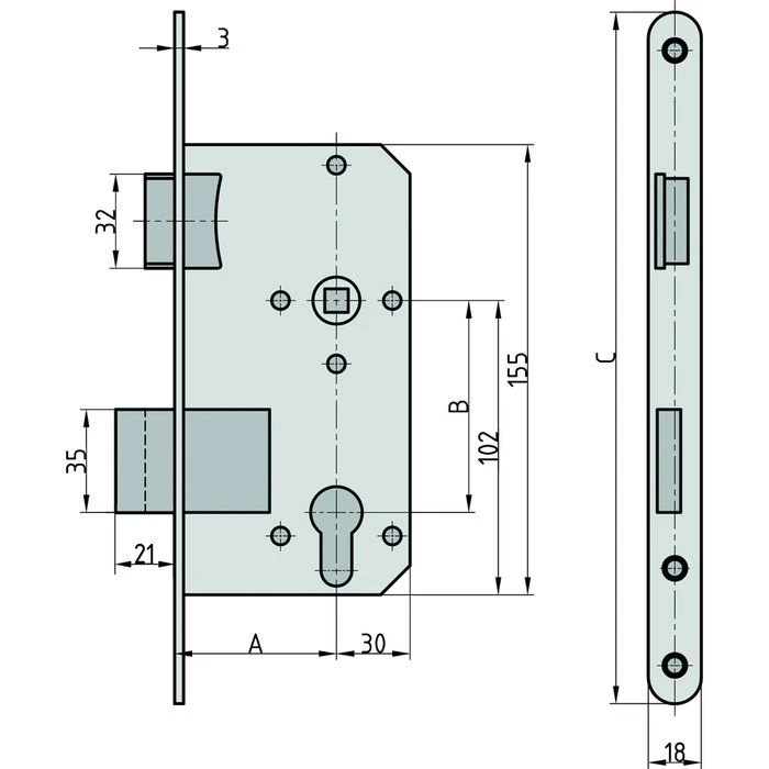 BASI Einsteckschloss ES 929, 9290-5522, Für Zimmertür, Silber, 18mm, DIN Links 2 BASI Einsteckschloss ES 929, 9290-5522, Für Zimmertür, Silber, 18mm, DIN Links – Bild 2