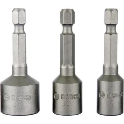 Bosch Steckschlüssel 2608551078, 3-teilig, 8 - 13mm Schlüsselweite - 50mm Länge, 1/4 Zoll